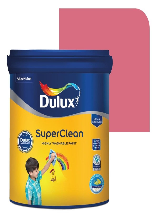 ديولكس دهان دولوكس سوبر كلين الداخلي للجدران | لمعان هادئ ولمسة نهائية غنية | قابل للغسل وسهل التنظيف | دهان متين ذو أساس مائي، أحمر (1 لتر، فراولة مهروسة) - Image 1